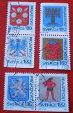 Zweden / Sverige - 3x 2 Dubbele Postzegels - Wapens, Verzenden, Zweden, Gestempeld
