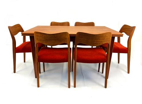 Set van 6 gerestaureerde model 71, Niels Otto Møller, Huis en Inrichting, Stoelen, Zo goed als nieuw, Vijf, Zes of meer stoelen