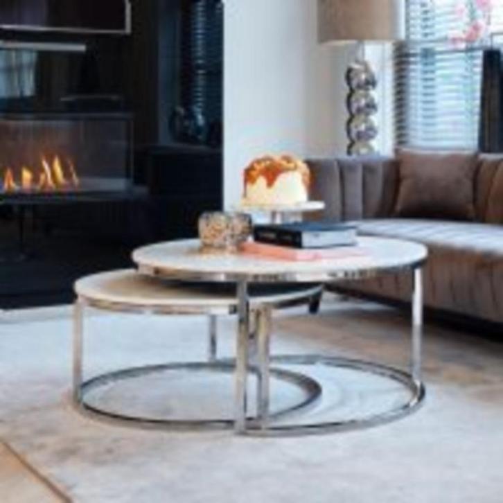 Richmond Salontafel 'Levanto' Marmer en Staal, Huis en Inrichting, Tafels | Salontafels, Zo goed als nieuw, Minder dan 50 cm, 50 tot 100 cm