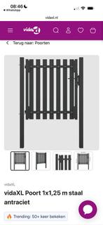 Vida XL poort staal antraciet 1x1.25 m, Ophalen, Zo goed als nieuw, 150 tot 200 cm, 200 cm of meer