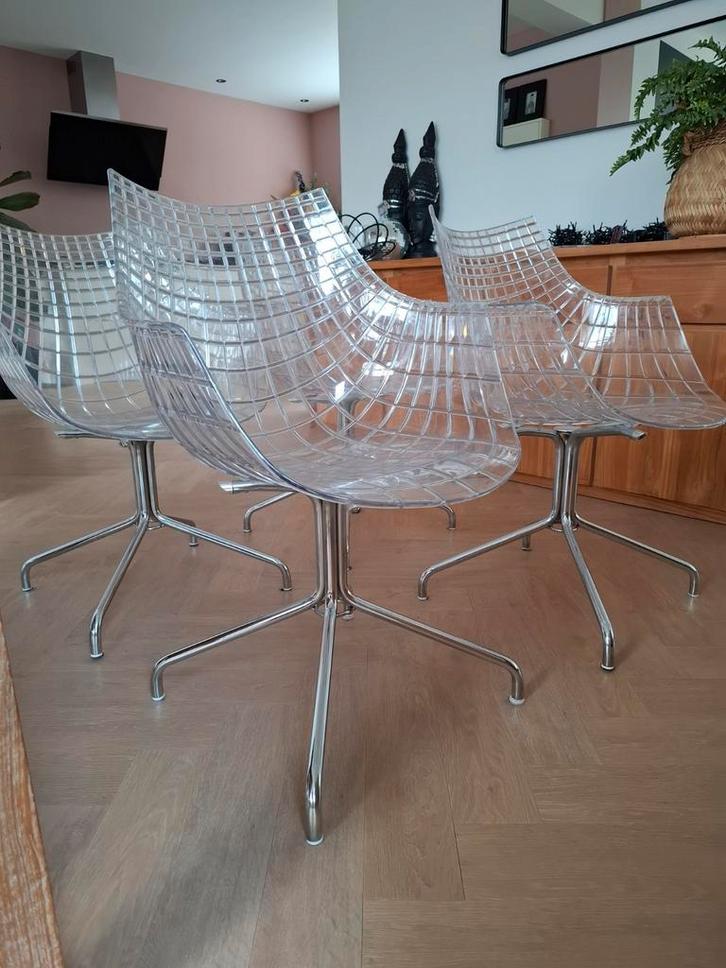 Driade Meridiana Stoelen - Set van 4, Huis en Inrichting, Stoelen, Gebruikt, Vier, Kunststof, Metaal, Overige kleuren, Ophalen