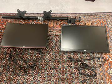 2 monitoren + dubbele arm (AOC + gaming monitor) – werkend! beschikbaar voor biedingen