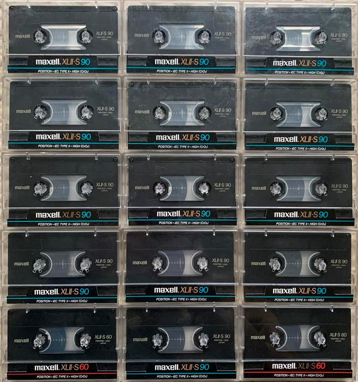 15 Maxell XLII-S90 XLII-S60 JAPAN 1986 cassettebanden XLII-S, Cd's en Dvd's, Cassettebandjes, Gebruikt, Voorbespeeld, Pop, 2 t/m 25 bandjes