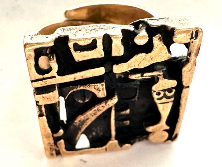 Jorma Laine vintage modernist ring Finland, Sieraden, Tassen en Uiterlijk, Ringen, Gebruikt, Dame, 18 tot 19, Goud, Overige materialen