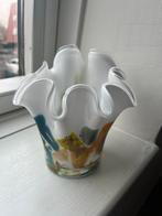 Fidrio Holland Vaas - Wit met Kleuraccenten, Wit, Ophalen of Verzenden, Minder dan 50 cm, Glas