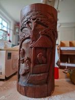 2 Chinese Penselenpotten met Houtsnijwerk, Antiek en Kunst, Kunst | Beelden en Houtsnijwerken, Ophalen of Verzenden