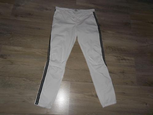 Penn & Ink Witte Lange Broek Met Bies Maat 40, Kleding | Dames, Broeken en Pantalons, Zo goed als nieuw, Maat 38/40 (M), Wit, Lang