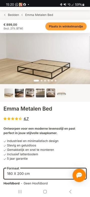 Emma sleep metalen bed 180x200 beschikbaar voor biedingen
