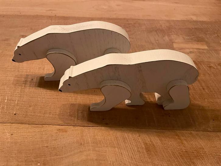 2 Houten Witte IJsberen - Decoratie, Huis en Inrichting, Overige Huis en Inrichting, Zo goed als nieuw, Ophalen of Verzenden