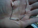 mooi echt zilveren choker kettinkje zilver met goud 41 cm, Met kristal, Ophalen of Verzenden, Zo goed als nieuw, Zilver
