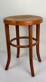 Vintage rond Thonet krukje hout, webbing, Bentwood, ., Ophalen of Verzenden, Zo goed als nieuw, .