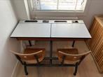 Vintage schoolbankje/bureau met klep, Gebruikt, Ophalen