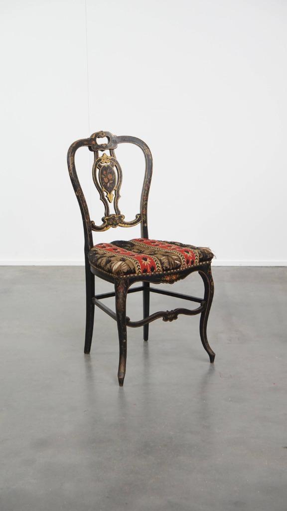 Antiek Frans Napoleon 3 stoeltje ingelegd met parelmoer, Antiek en Kunst, Antiek | Woonaccessoires, Ophalen