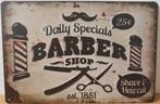 Barber daily specials shop kapper reclamebord van metaal, Nieuw, Ophalen of Verzenden