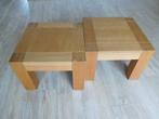 2 vierkante massief blank eiken salontafels, Huis en Inrichting, Tafels | Salontafels, Ophalen, Gebruikt, 50 tot 100 cm, 50 tot 100 cm