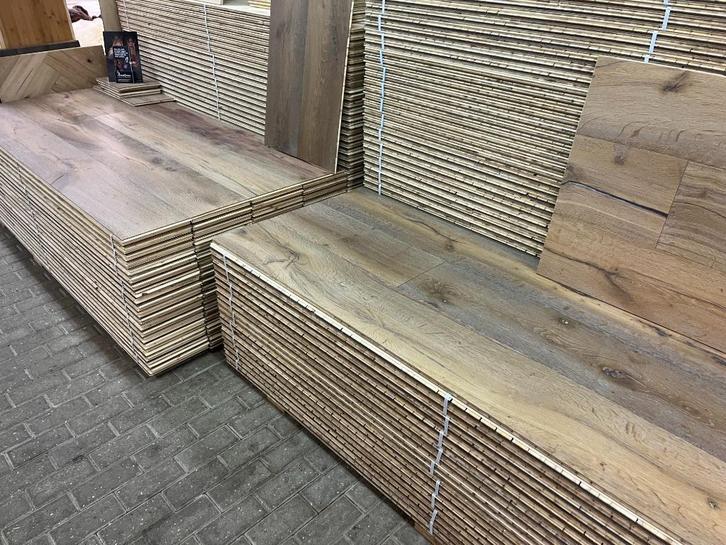 Gezandstraald eiken planken 15x260mm, gerookt en wit geolied, Huis en Inrichting, Stoffering | Vloerbedekking, Nieuw, Parket, Wit