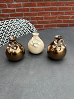 Jolie - 3 vaasjes met bloem - Brons - Pearl - Aardewerk Zgan, Ophalen, Overige kleuren, Aardewerk of Porselein, Zo goed als nieuw