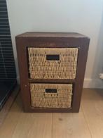 Houten ladenkastjes met rieten manden, Minder dan 50 cm, Gebruikt, Ophalen of Verzenden, 3 of 4 laden