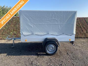 NIEUW ACTIE merk aanhangwagen met Huif en Neuswiel beschikbaar voor biedingen