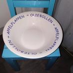 Oliebollen en Appelflappen schaal creme met blauwe letters, Ophalen, Gebruikt, Schaal of Schalen, Overige stijlen