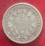 2 Francs 1891 A Parijs - Zeer Fraai, Postzegels en Munten, Munten | Europa | Niet-Euromunten, Ophalen of Verzenden, Frankrijk