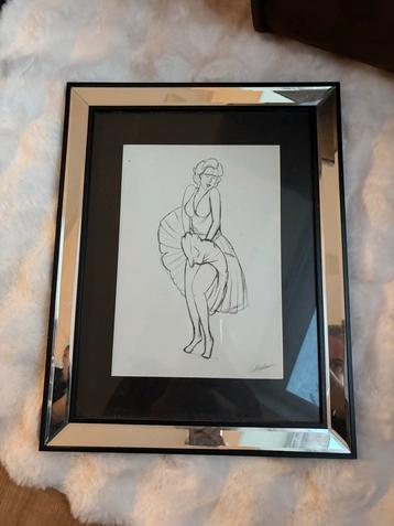 Marilyn Monroe Schets in Lijst eric kuster stijl beschikbaar voor biedingen