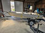 Aluminium boot met trailer en elektro motor, Watersport en Boten, Vis- en Consoleboten, Ophalen, Gebruikt, Tot 10 pk, Elektrisch