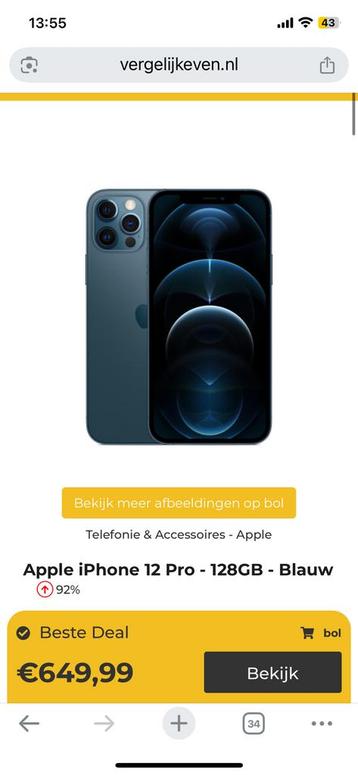 Iphone 12 pro, batterij 100% beschikbaar voor biedingen