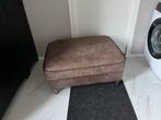 Hocker / voetenbank bruin leder, Ophalen, Zo goed als nieuw, Rechthoekig