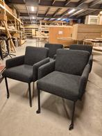 4x Eetkamerfauteuil op Wielen, Ophalen, Zwart, Zo goed als nieuw, Metaal