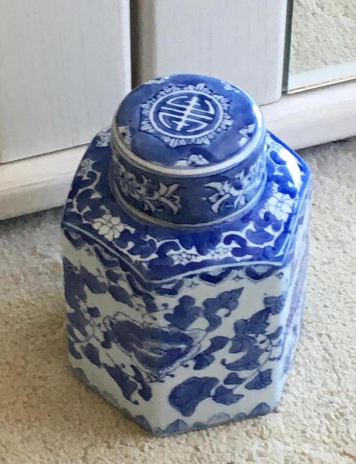 Vintage groot blauw/wit Chinese pot met deksel, Antiek en Kunst, Antiek | Keramiek en Aardewerk, Ophalen of Verzenden