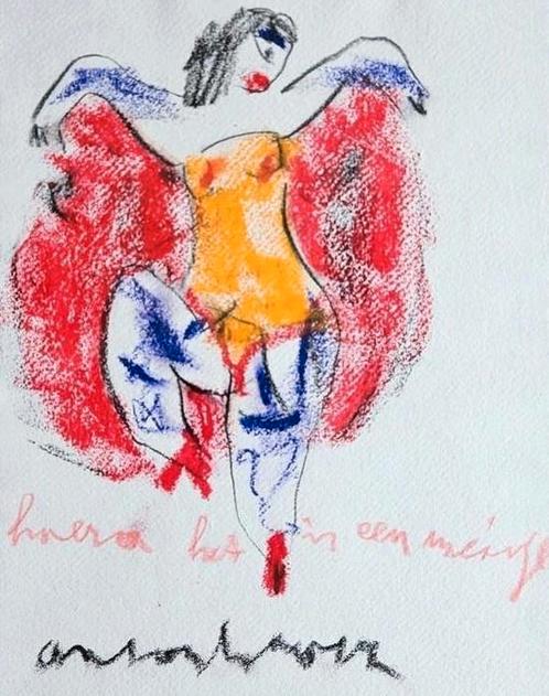 Anton Heyboer - op geschept papier, Antiek en Kunst, Kunst | Schilderijen | Modern, Ophalen of Verzenden