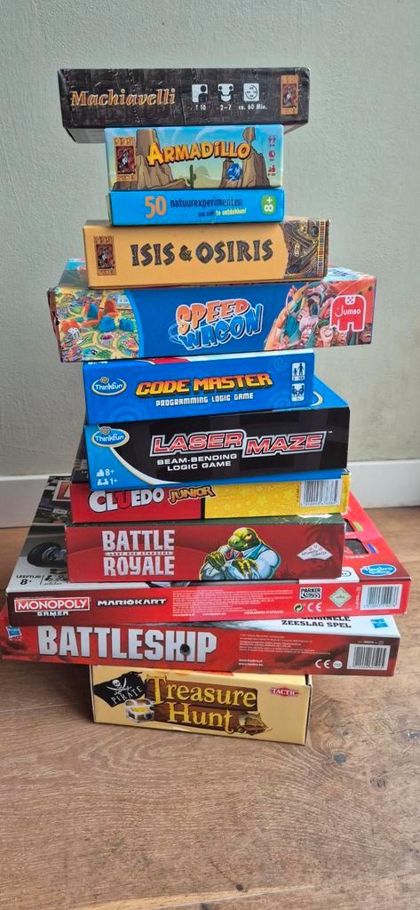 Stapel Bordspellen: Machiavelli, Monopoly, Cluedo, etc., Hobby en Vrije tijd, Gezelschapsspellen | Bordspellen, Gebruikt, Een of twee spelers