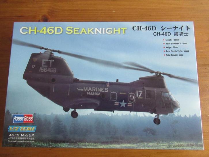CH-46D Seaknight  (HobbyBoss 1/72), Hobby en Vrije tijd, Modelbouw | Vliegtuigen en Helikopters, Zo goed als nieuw, Helikopter