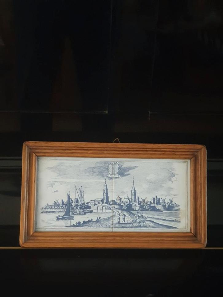 tegeltableau gezicht op Delft 1875 1976, Antiek en Kunst, Antiek | Wandborden en Tegels, Ophalen