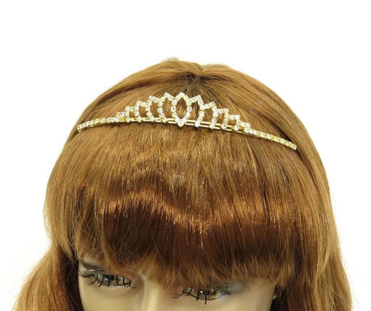 Luxe goudkleurige bruid tiara met strass steentjes., Sieraden, Tassen en Uiterlijk, Overige Accessoires, Nieuw, Ophalen of Verzenden