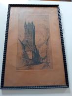 Oude ets "Belfort Sluis", Antiek en Kunst, Ophalen of Verzenden