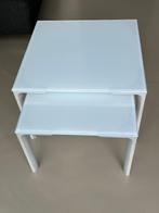 glazen bijzet tafels (matwit glas), Minder dan 55 cm, Gebruikt, Vierkant, Glas
