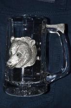 prachtige kristallen bierpul met beren kop., Antiek en Kunst, Antiek | Glas en Kristal, Ophalen of Verzenden