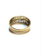 14k geel en witgouden meander ring, Sieraden, Tassen en Uiterlijk, -, -, Ophalen of Verzenden, Zo goed als nieuw