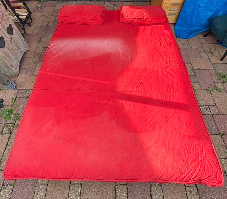 Slaapbank / bedbank, Huis en Inrichting, Slaapkamer | Slaapbanken, Gebruikt, 160 cm, 210 cm, Tweepersoons, Rood, Ophalen