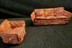 Miniatuur bank Lundby bloemmotief bank en fauteuil Vintage, Ophalen of Verzenden