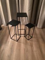 Bij zettafels zwart, Ophalen, Metaal of Aluminium, Vierkant, 55 tot 75 cm