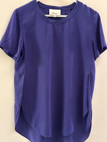 Philip Lim, paars zijden shirt, blouse, maat 38-40 (2)