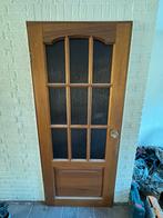 Houten opdek binnendeur. (twee stuks), Doe-het-zelf en Verbouw, Deuren en Horren, Ophalen, Binnendeur, 200 tot 215 cm, Glas