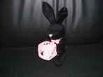 PLAYBOY KONIJN VELOURS ZWART MET  VELOURS ROZE STRIK EN DOBB, Ophalen of Verzenden, Nieuw, Konijn