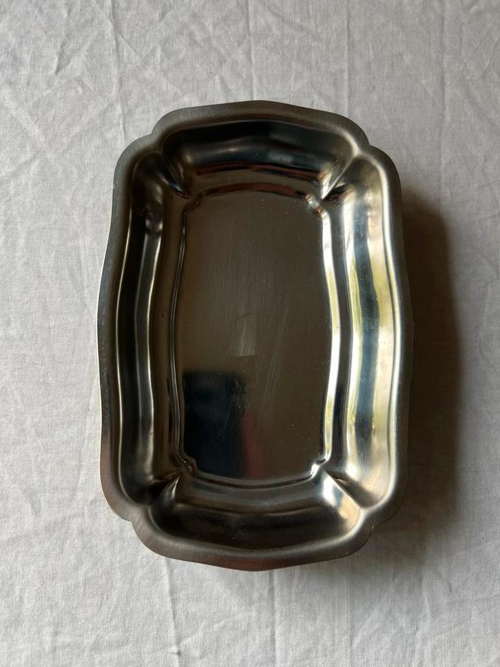 Vintage Franse RVS boterschaal – inox serveerschaaltje, Huis en Inrichting, Keuken | Servies, Schaal of Schalen, Overige stijlen