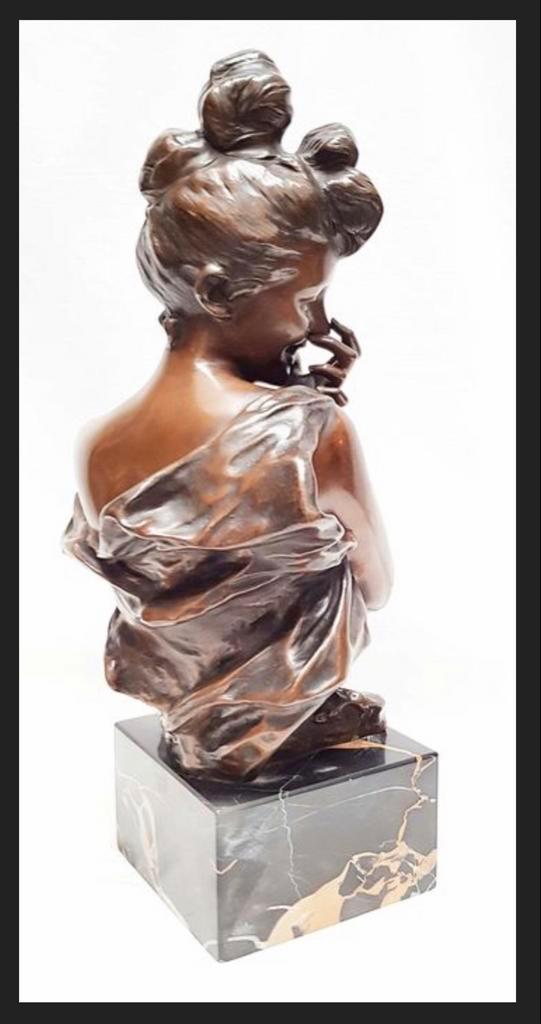 Bronzen buste, van der Straeten, Art Nouveau. 1890+-, Antiek en Kunst, Kunst | Beelden en Houtsnijwerken, Ophalen of Verzenden