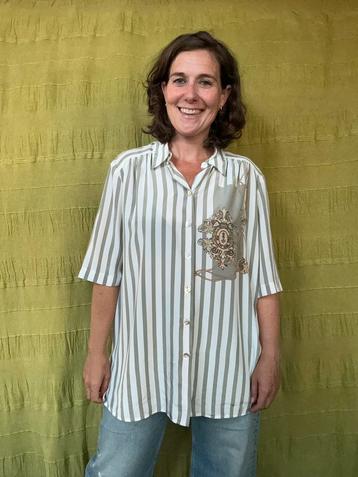 Vintage blouse - Jaren 80/90 - gestreept - 42/XL beschikbaar voor biedingen