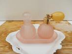 Pink Frosted Glass - Verstuiver Parfumflesje Onderblaadje, Antiek en Kunst, Antiek | Glas en Kristal, Ophalen of Verzenden